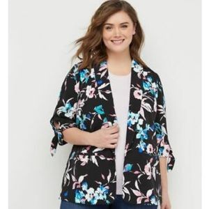Lane Bryant Floral Tie Sleeve Blazer
